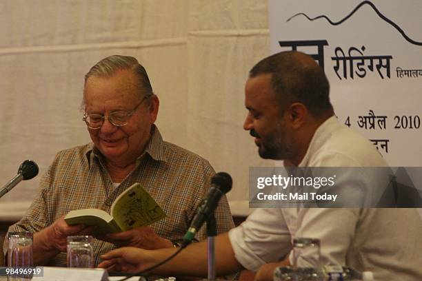 Famous author Ruskin Bond during the literary festival Doon Readings-Mountain Echoes From The Himalayas in Dehradun on April 3, 2010.