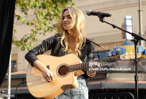 Singer Katelyn Tarver performs before Jordin Sparks's Concert at The Grove on April 15, 2010 in Los Angeles, California.