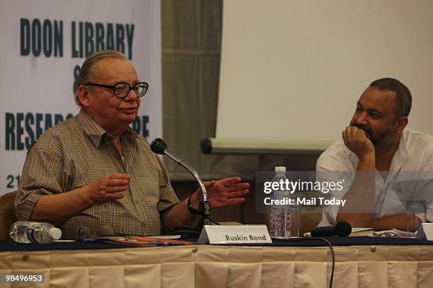 Famous author Ruskin Bond during the literary festival Doon Readings-Mountain Echoes From The Himalayas in Dehradun on April 3, 2010.