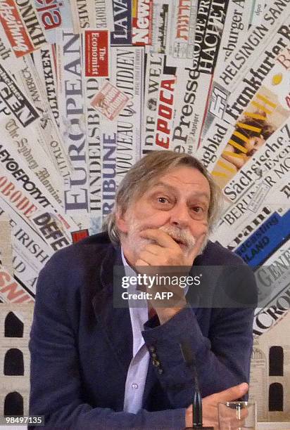 Founder of Italian medical charity Emergency, Gino Strada, listens to questions during a press conference at the foreign press club on April 16, 2010...