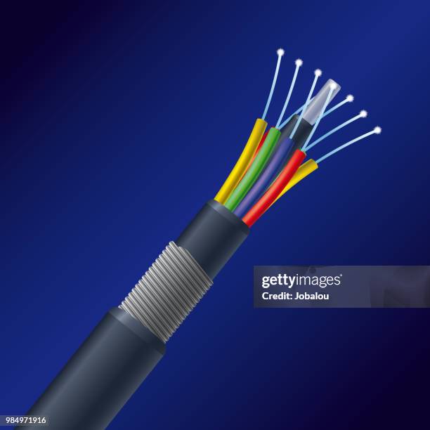 cable fiber optic - grounded electrical equipment stock illustrations