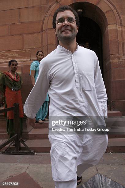 Rahul Gandhi at parliament session day in New Delhi on Thursday, April 15, 2010.