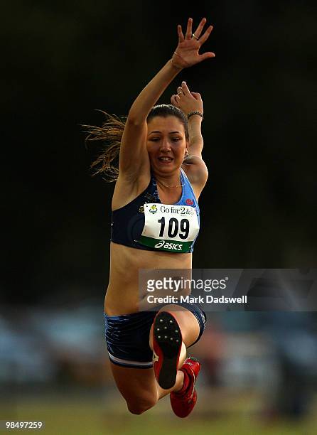 Lauren Clark of NSW competes in the Womens Triple Jump Open Preliminaries during day one of the Australian Athletics Championships at Western...