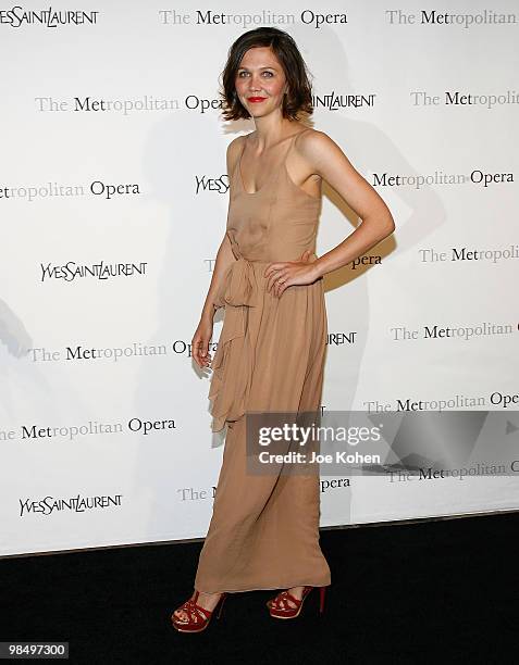 Actress Maggie Gyllenhaal attends the Metropolitan Opera gala permiere of "Armida" at The Metropolitan Opera House on April 12, 2010 in New York City.