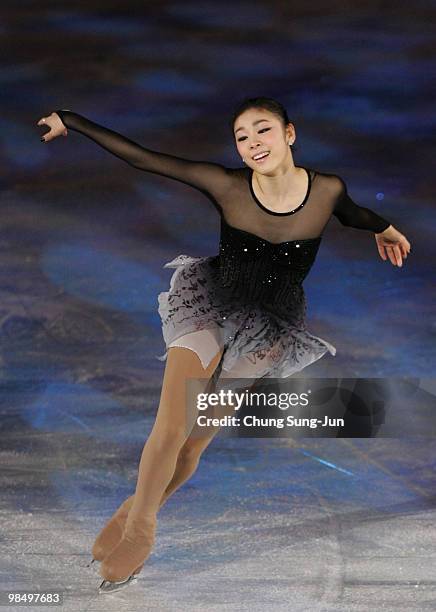 Yu-na Kim of South Korea performs during Festa on Ice 2010 at Olympic gymnasium on April 16, 2010 in Seoul, South Korea.