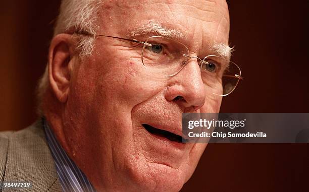 Senate Judiciary Committee Chairman Patrick Leahy questions University of California at Berkley Law Professor Goodwin Liu during his confirmation...