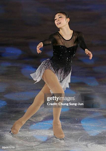 Yu-na Kim of South Korea performs during Festa on Ice 2010 at Olympic gymnasium on April 16, 2009 in Seoul, South Korea.