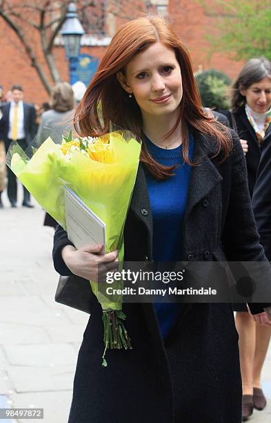 Amy Nuttall attends the funeral of Christopher Cazenove held at St Paul's Church in Covent Garden on April 16, 2010 in London, England.