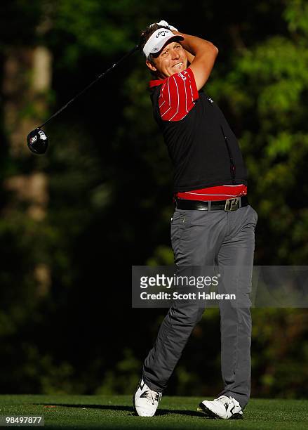 Fredrick Jacobson of Sweden hits a shot on the fifth hole during the second round of the Verizon Heritage at the Harbour Town Golf Links on April 16,...