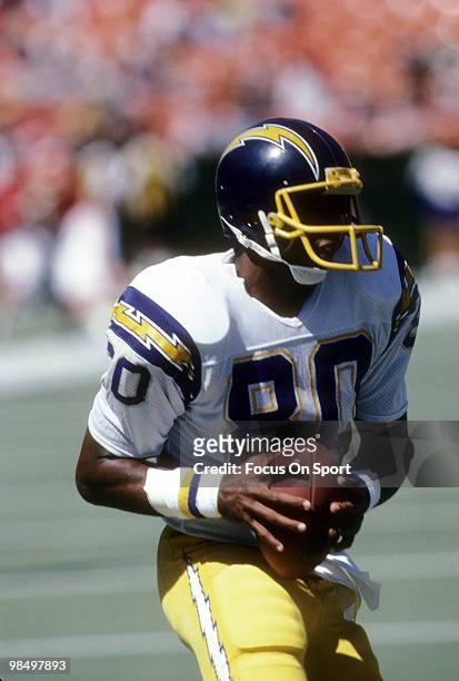 Tight End Kellen Winslow of the San Diego Chargers in action circa early 1980's during an NFL football game. Winslow played for the Chargers from...