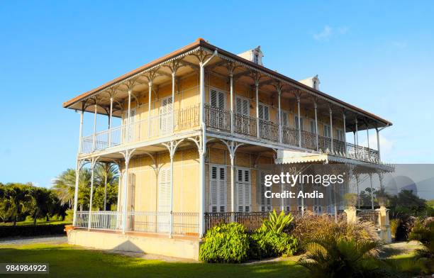 Zevallos colonial building, town of Le Moule, Grande-Terre Island, Guadeloupe. Traditional colonial house listed as a National Historic Landmark .