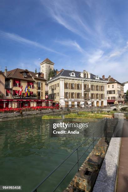 Annecy : buildings along the banks of the river Thiou, in the Old Town, Lake Annecy , Quay de L'Ile.