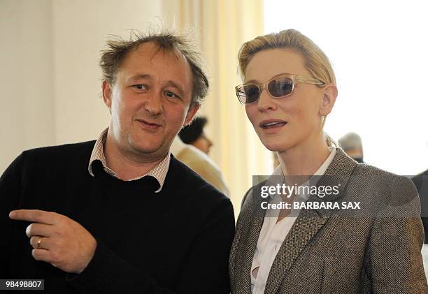 Australian actress Cate Blanchett and her husband Andrew Upton are pictured during an event at the French Embassy in Berlin on April 16, 2010. German...