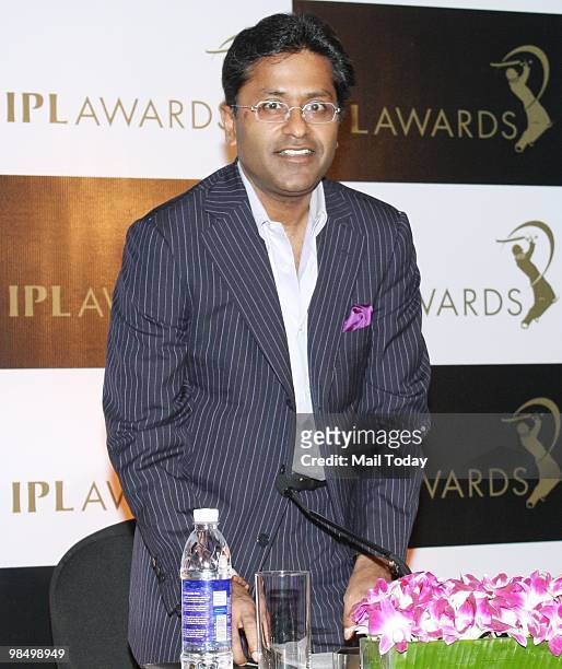 Indian Premier League commissioner Lalit Modi arrives for a press conference anouncing 'IPL Awards' in Mumbai on April 14, 2010.