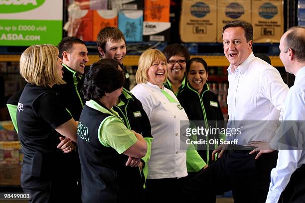 David Cameron , the leader of the Conservative party, visits an ASDA supermarket on April 16, 2010 in Wolverhampton, England. The leaders of the...