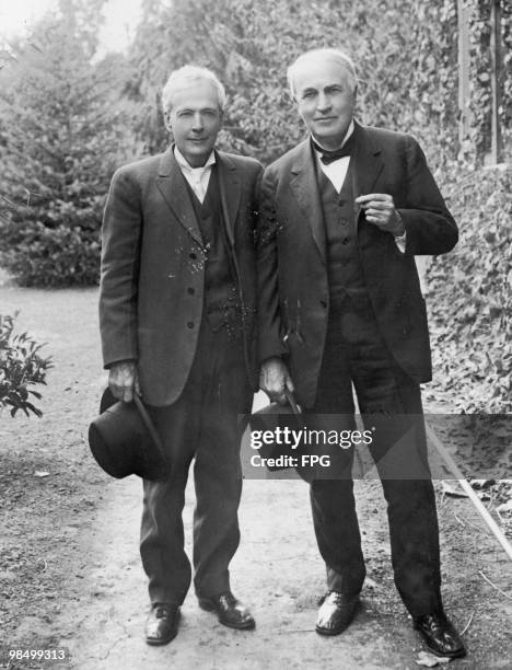 American botanist Luther Burbank with inventor Thomas Edison , circa 1890.