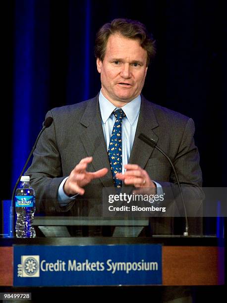 Brian T. Moynihan, chief executive officer of Bank of America Corp., speaks at the Credit Markets Symposium in Charlotte, North Carolina, U.S., on...