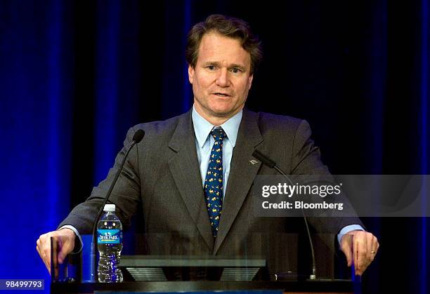 Brian T. Moynihan, chief executive officer of Bank of America Corp., speaks at the Credit Markets Symposium in Charlotte, North Carolina, U.S., on...