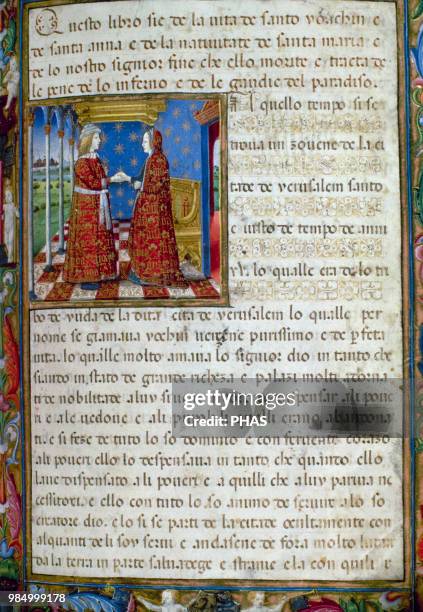 Codex De Predis. First illuminated page. The sponsors of the volume, the Duke Galeazzo Maria Sforza and his wife, Bona di Savoia, as the personages...