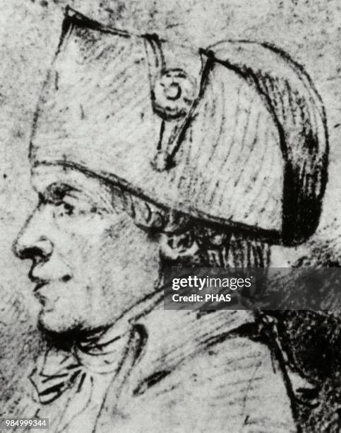 Jacques Pierre Brissot de Warville . French politician, member of the Girondist movement. Drawing, 18th century.