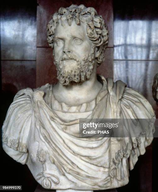 Septimius Severus. 21st Roman emperor from 193-211. Severan dynasty. Bust. Marble. Early 3rd century AD. Louvre Museum, Paris, France.