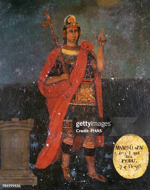 Manco Capac . First governor and founder of the Inca civilization. Anonymous painting.