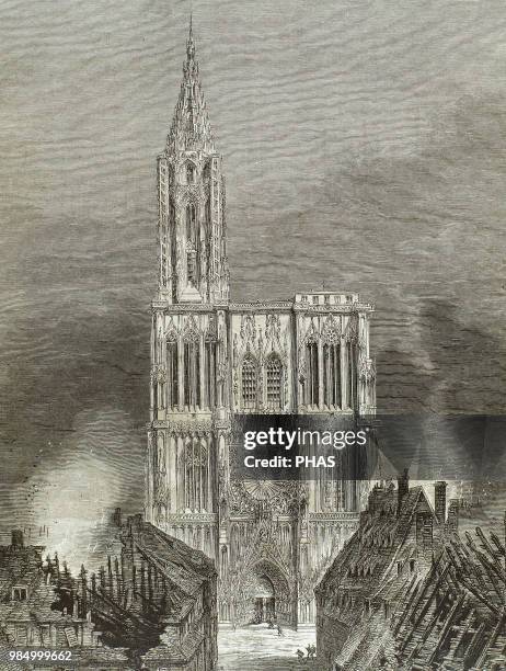 France. Strasbourg. Cathedral of Our Lady. West facade. Built between 1015 and 1439. Engraving. "La Ilustracion Espa–ola y Americana".