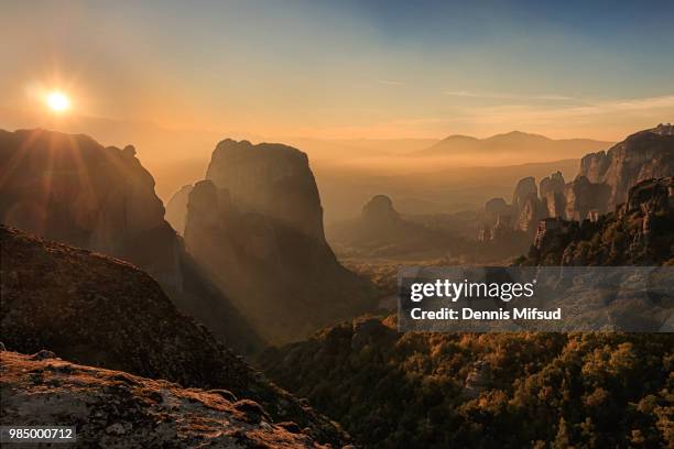 meteora - rocky dennis stock pictures, royalty-free photos & images