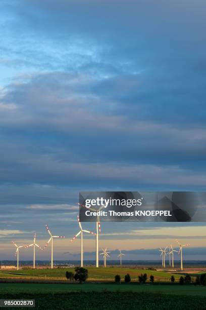 wind-park mit dramatische wolken - windpark bildbanksfoton och bilder