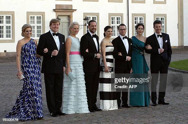 Dutch Crown Princess Maxima and Crown Prince Willem-Alexander, Norway's Crown Princess Mette-Marit and Crown Prince Haakon, Sweden's Crown Princess...