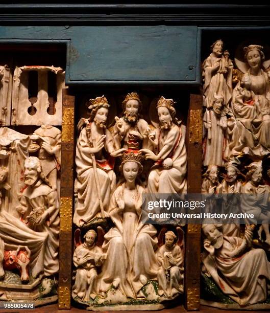 English alabaster altarpiece. Kirkjubaer church. Southeast Iceland. Dated 15th Century.