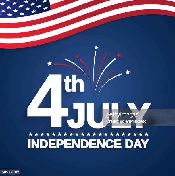 ilustrações de stock, clip art, desenhos animados e ícones de july 4th. independence day card with usa flag. vector illustration. - dia da independência