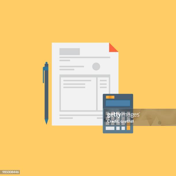 invoice flat icon - check financial item stock illustrations