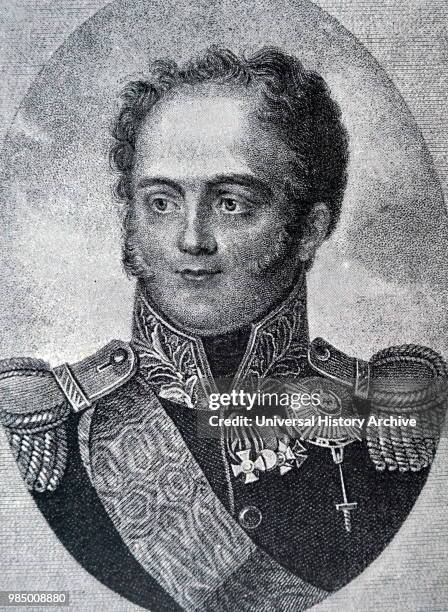 Engraved portrait of Alexander I of Russia . Dated 19th Century.