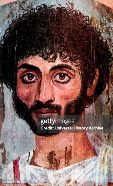 Portrait panel of an Egypto-Roman man. Dated 2nd Century.