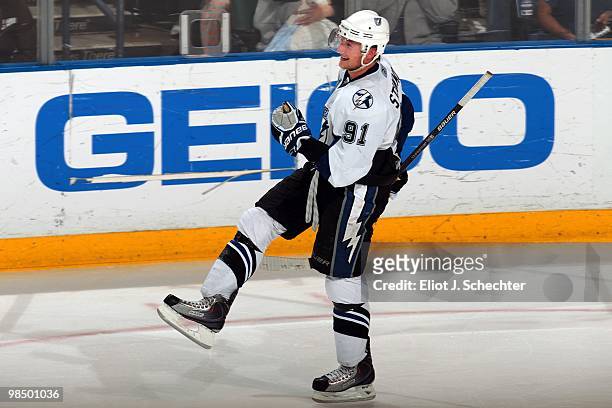 Steven Stamkos of of the Tampa Bay Lightning tied Sidney Crosby for the NHL league lead in goals at 51 to share the Richard Trophy in the game...