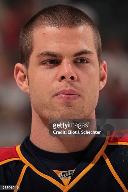 Nathan Horton of the Florida Panthers on the ice prior to the start of the game against the Tampa Bay Lightning at the BankAtlantic Center on April...
