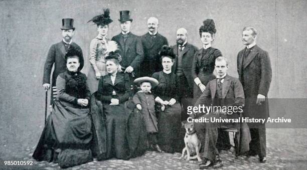 Photographic portrait of Queen Wilhelmina of the Netherlands , her consort Prince Henry, Duke of Mecklenburg-Schwerin and their family. Dated 20th...