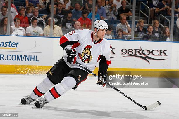 Andy Sutton of the Ottawa Senators skates against the Tampa Bay Lightning at the St. Pete Times Forum on April 8, 2010 in Tampa, Florida.