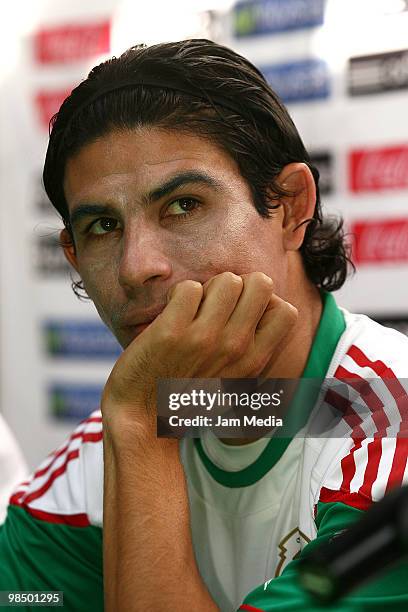 Jonny Magallon of Mexico National soccer team attends a press conference after a training session as part of the preparation for 2010 Fifa World Cup...