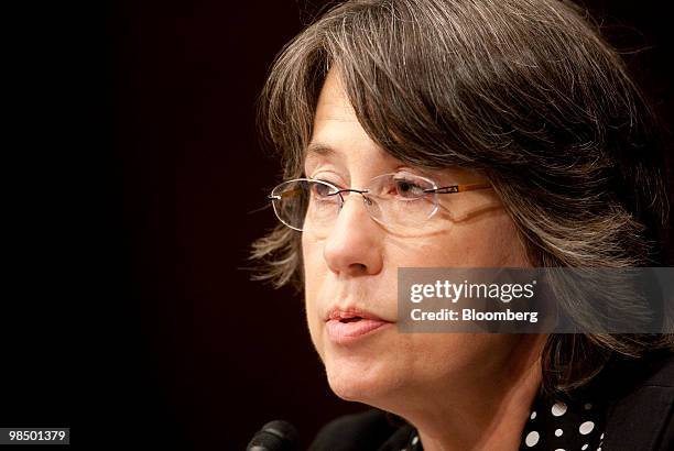 Sheila Bair, chairwoman of the Federal Deposit Insurance Corporation , speaks during a Permanent Investigations Subcommittee hearing on Wall Street...