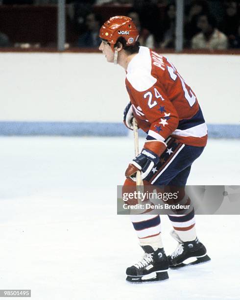 Robert Picard of the Washington Capitals skates against the Montreal Canadiens in the 1970's at the Montreal Forum in Montreal, Quebec, Canada.