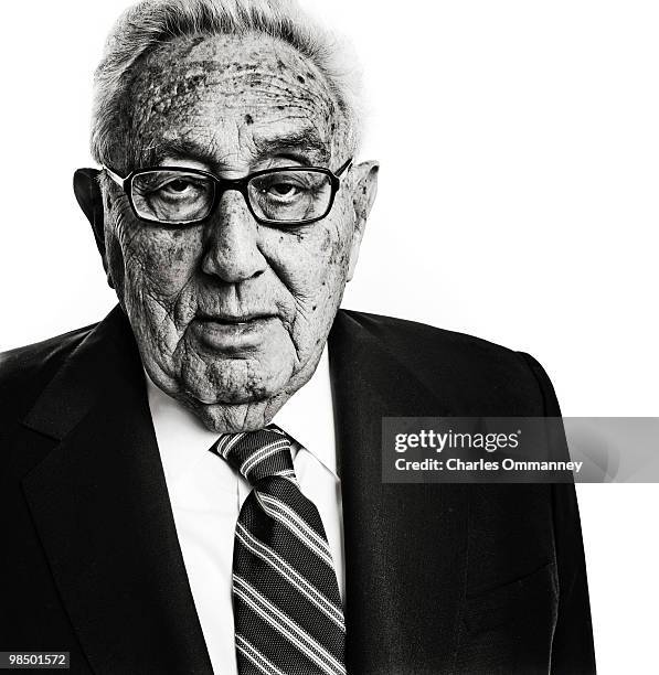 Former Secretary of State Dr. Henry Kissinger photographed at his offices in New York, NY on December 11, 2009 for Newsweek Magazine. Published image.