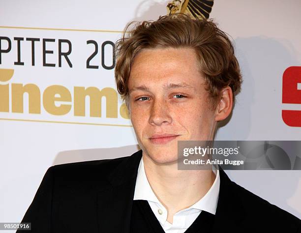 Actor Matthias Schweighoefer arrives to the Jupiter Award ceremony at the 'Puro Sky Lounge' on April 16, 2010 in Berlin, Germany.