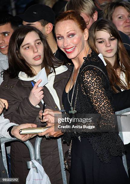 Actress Andrea Sawatzki arrives to the Jupiter Award ceremony at the 'Puro Sky Lounge' on April 16, 2010 in Berlin, Germany.