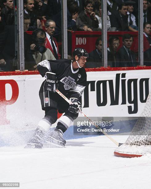 Wayne Gretzky of the Los Angeles Kings skates against the Montreal Canadiens in the 1990's at the Montreal Forum in Montreal, Quebec, Canada.