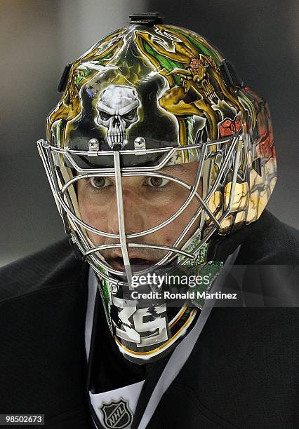 Goaltender Marty Turco of the Dallas Stars at American Airlines Center on February 2, 2010 in Dallas, Texas.