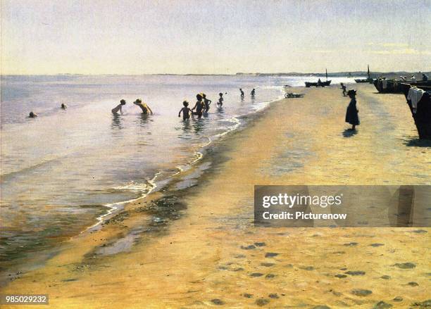 Summers Day by Skagens Beach, Bathing Children, Kroyer, Peter Severin.