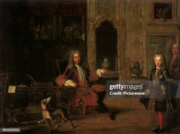 Duke of Orleans and Son 1725, French School.