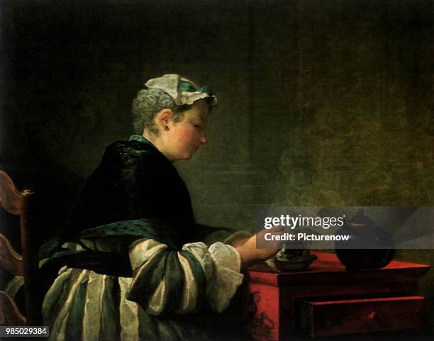 Woman Stirring Tea, Chardin, Jean-Baptiste-Simeon.